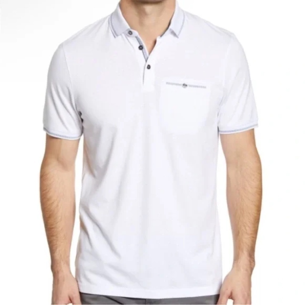 Ted Baker Tortila Pocket Polo Shirt With Striped Details White Size 7/ Men's 3XL